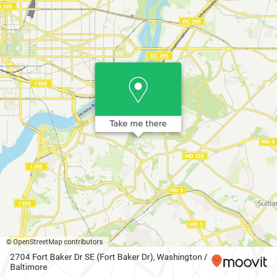 Mapa de 2704 Fort Baker Dr SE (Fort Baker Dr), Washington, DC 20020