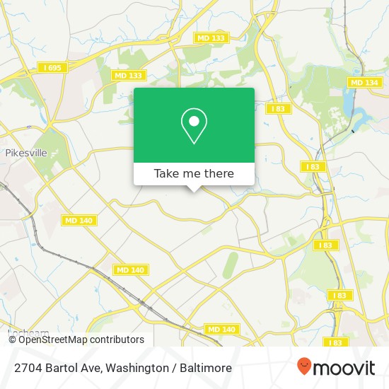 Mapa de 2704 Bartol Ave, Baltimore, MD 21209