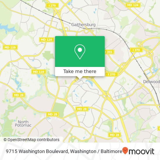 Mapa de 9715 Washington Boulevard, 9715 Washington Blvd, Gaithersburg, MD 20878, USA