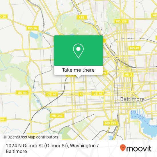 Mapa de 1024 N Gilmor St (Gilmor St), Baltimore, MD 21217
