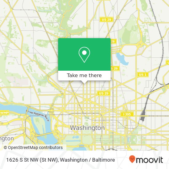 Mapa de 1626 S St NW (St NW), Washington, DC 20009