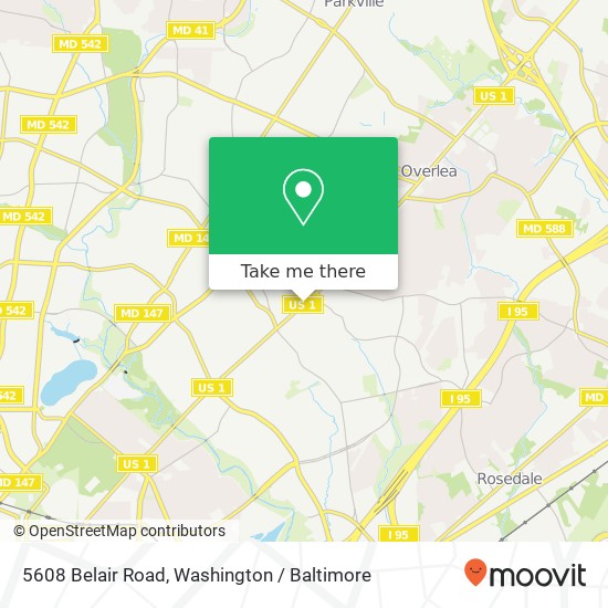 Mapa de 5608 Belair Road, 5608 Belair Rd, Baltimore, MD 21206, USA