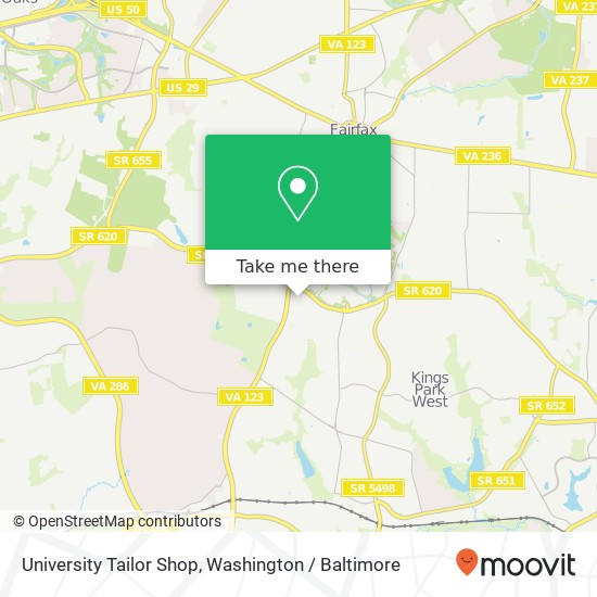 University Tailor Shop, 10655 Braddock Rd map