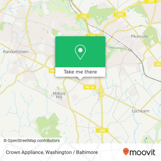 Mapa de Crown Appliance, 3605 Milford Mill Rd