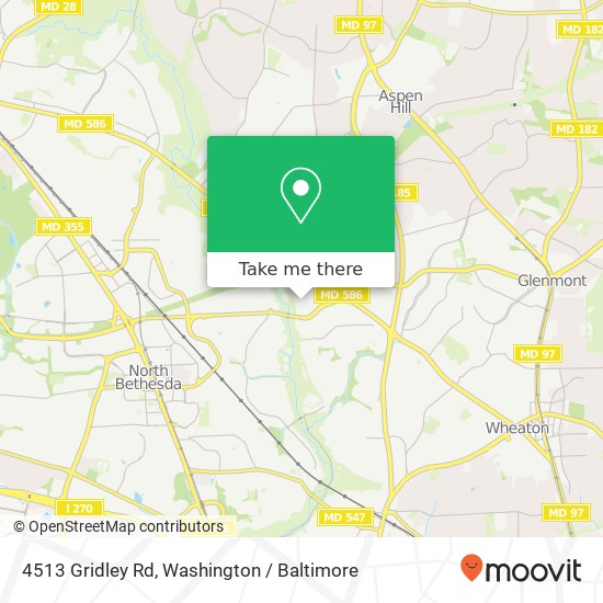 Mapa de 4513 Gridley Rd, Silver Spring, MD 20906