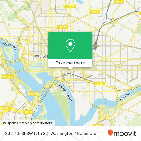 Mapa de 202 7th St SW (7th St), Washington, DC 20024