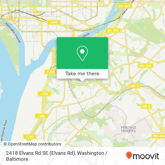 Mapa de 2418 Elvans Rd SE (Elvans Rd), Washington, DC 20020