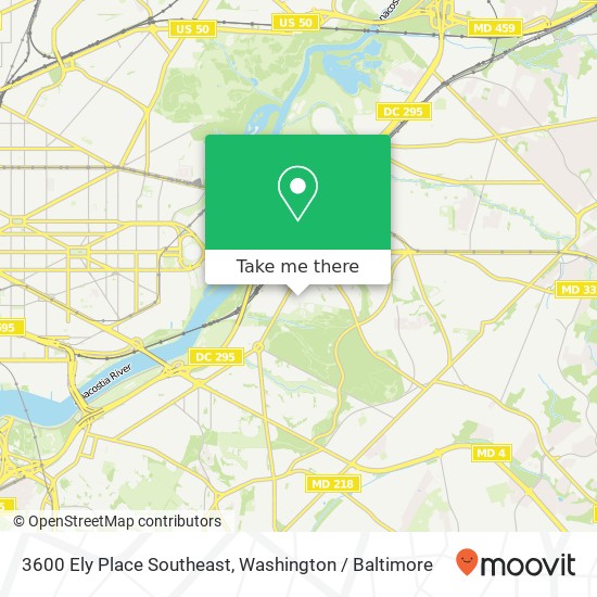 Mapa de 3600 Ely Place Southeast, 3600 Ely Pl SE, Washington, DC 20019, USA