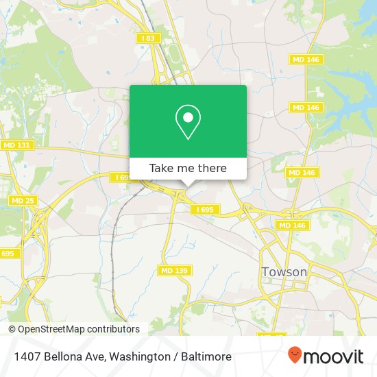 Mapa de 1407 Bellona Ave, Lutherville Timonium, MD 21093