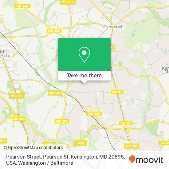 Mapa de Pearson Street, Pearson St, Kensington, MD 20895, USA