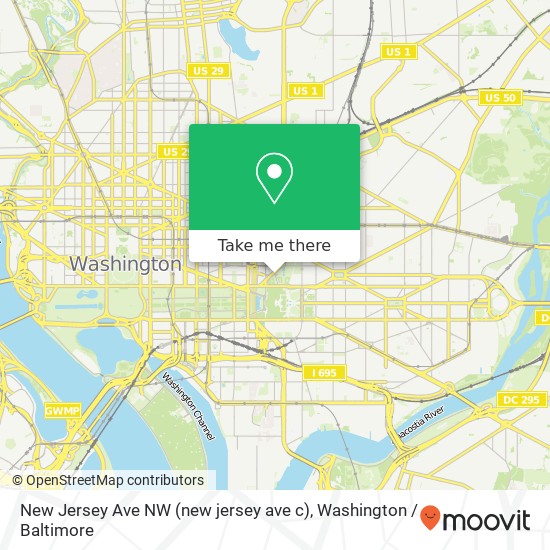 Mapa de New Jersey Ave NW (new jersey ave c), Washington, DC 20001