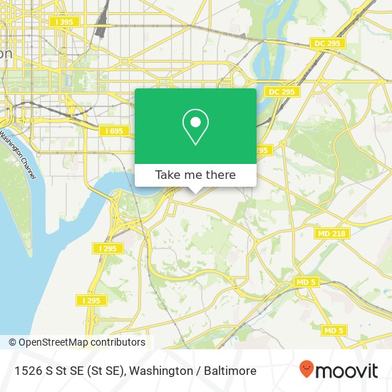Mapa de 1526 S St SE (St SE), Washington, DC 20020