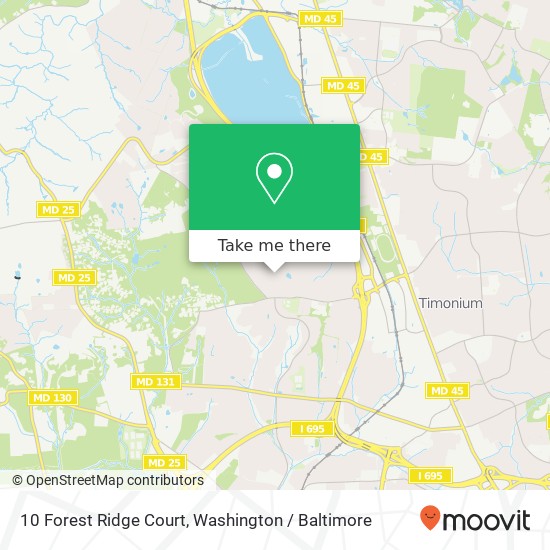 Mapa de 10 Forest Ridge Court, 10 Forest Ridge Ct, Lutherville-Timonium, MD 21093, USA