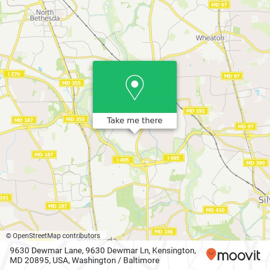 9630 Dewmar Lane, 9630 Dewmar Ln, Kensington, MD 20895, USA map