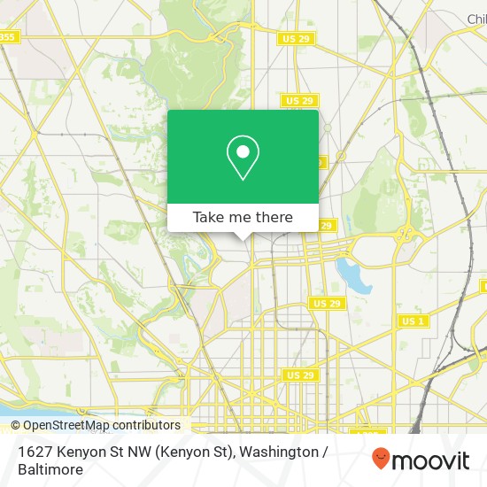 Mapa de 1627 Kenyon St NW (Kenyon St), Washington, DC 20010