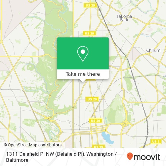 Mapa de 1311 Delafield Pl NW (Delafield Pl), Washington, DC 20011