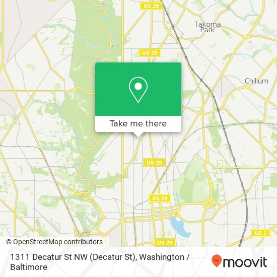 Mapa de 1311 Decatur St NW (Decatur St), Washington, DC 20011