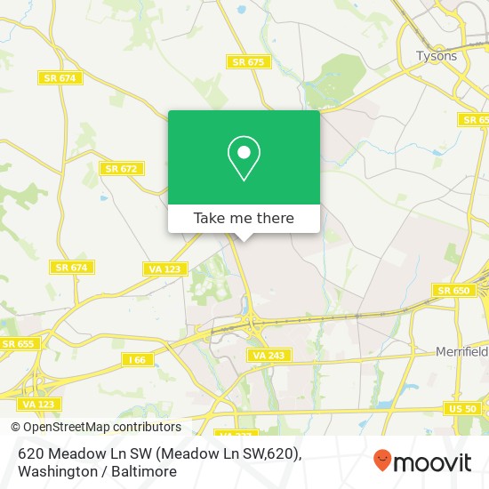 620 Meadow Ln SW (Meadow Ln SW,620), Vienna, VA 22180 map