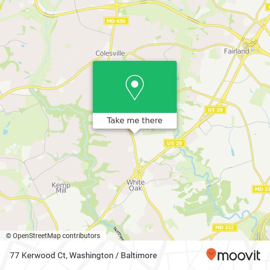 Mapa de 77 Kerwood Ct, Silver Spring, MD 20904