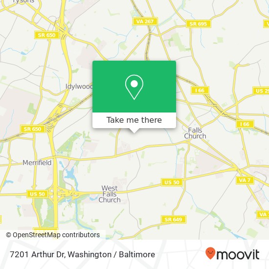 Mapa de 7201 Arthur Dr, Falls Church, VA 22046