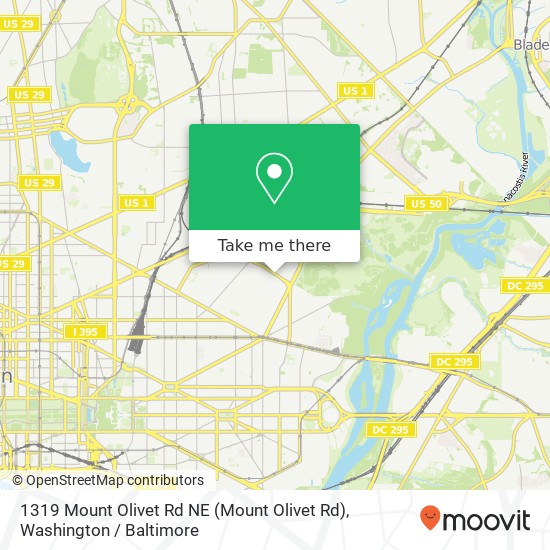 Mapa de 1319 Mount Olivet Rd NE (Mount Olivet Rd), Washington, DC 20002