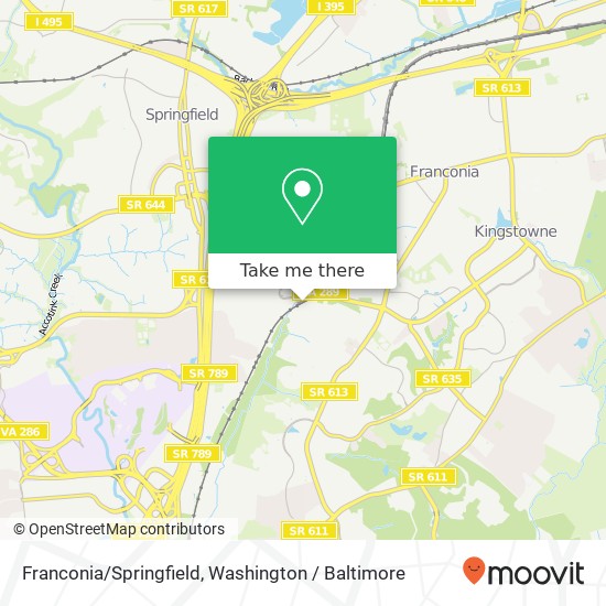 Franconia/Springfield map