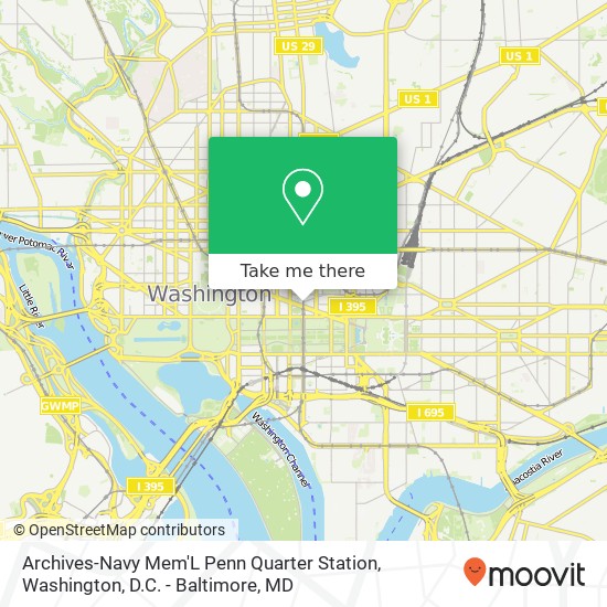 Mapa de Archives-Navy Mem'L Penn Quarter Station