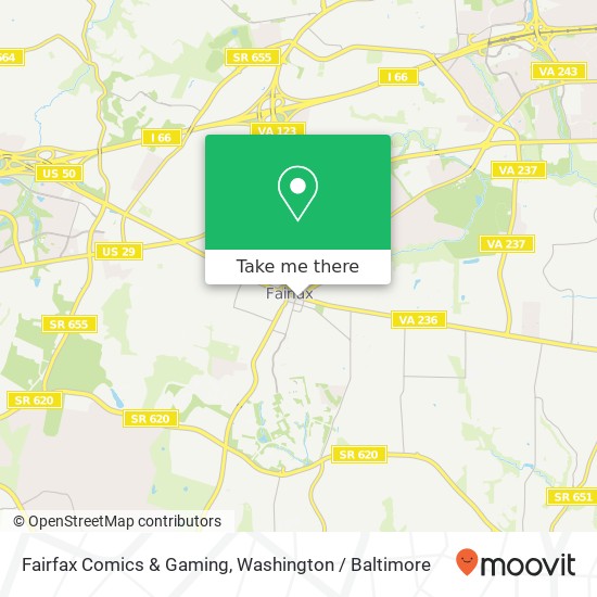 Mapa de Fairfax Comics & Gaming