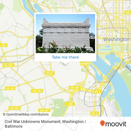 Civil War Unknowns Monument map