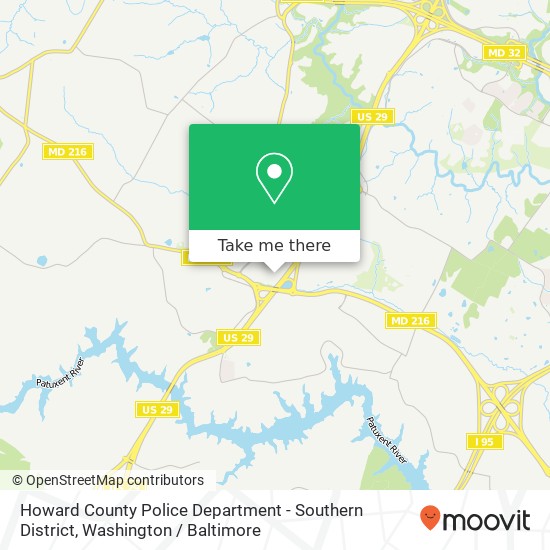 Howard County Police Department - Southern District map
