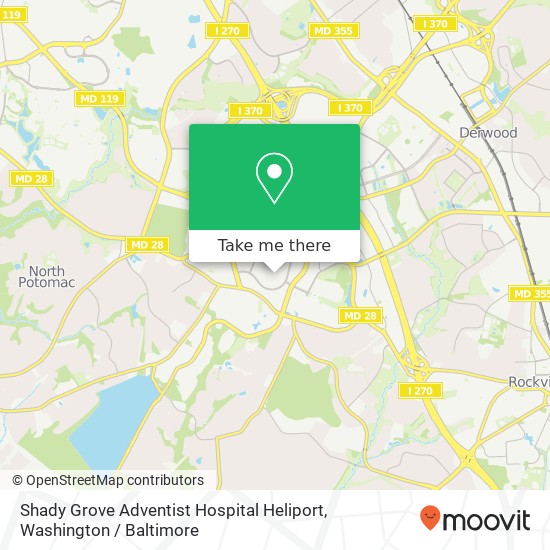 Mapa de Shady Grove Adventist Hospital Heliport