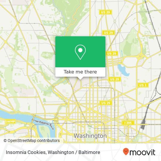 Mapa de Insomnia Cookies