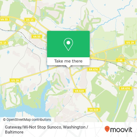 Mapa de Gateway/Wi-Not Stop Sunoco