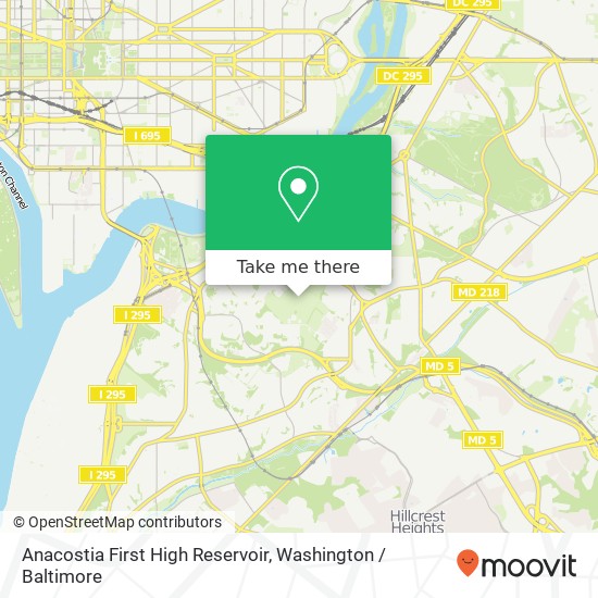 Anacostia First High Reservoir map