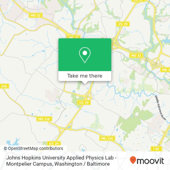 Mapa de Johns Hopkins University Applied Physics Lab - Montpelier Campus