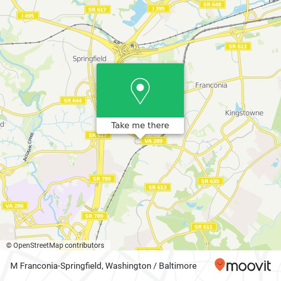 M Franconia-Springfield map