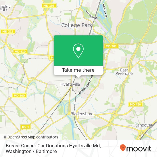 Mapa de Breast Cancer Car Donations Hyattsville Md