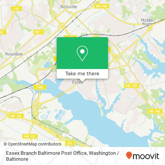 Essex Branch Baltimore Post Office map