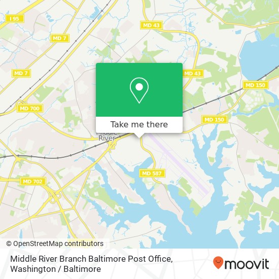 Mapa de Middle River Branch Baltimore Post Office