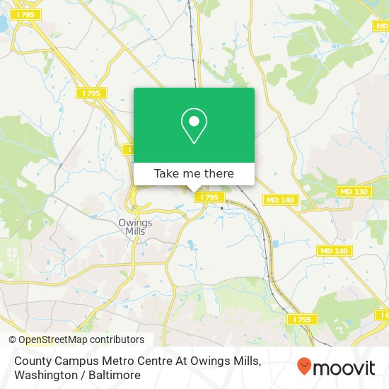 County Campus Metro Centre At Owings Mills map