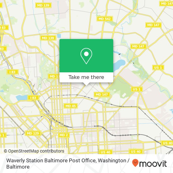 Mapa de Waverly Station Baltimore Post Office