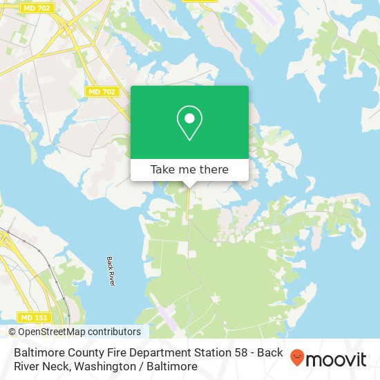 Mapa de Baltimore County Fire Department Station 58 - Back River Neck