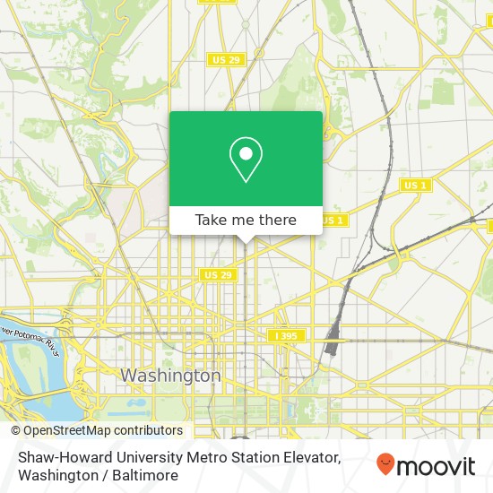 Mapa de Shaw-Howard University Metro Station Elevator