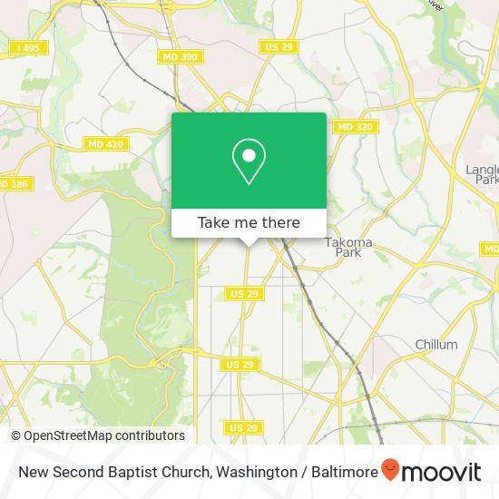 New Second Baptist Church map