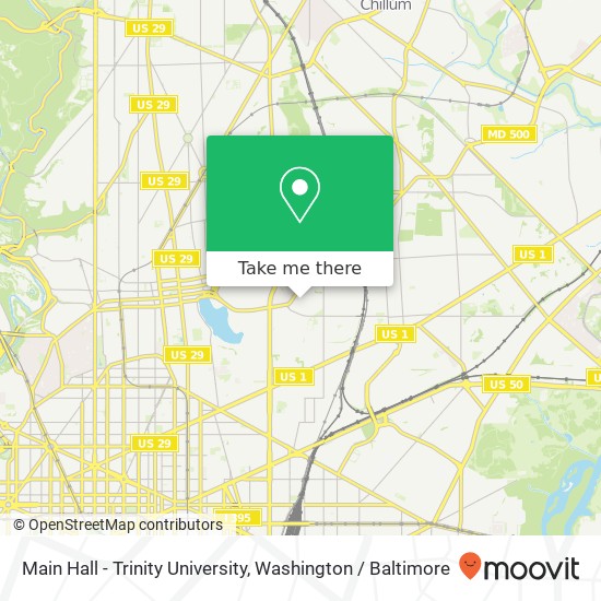 Main Hall - Trinity University map