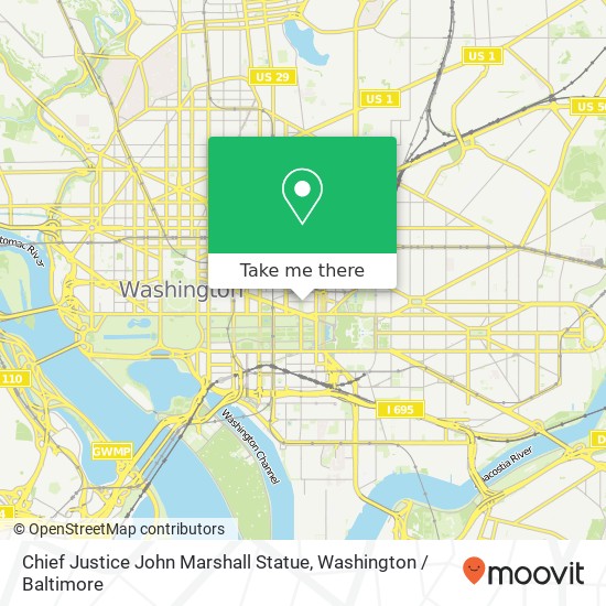 Chief Justice John Marshall Statue map