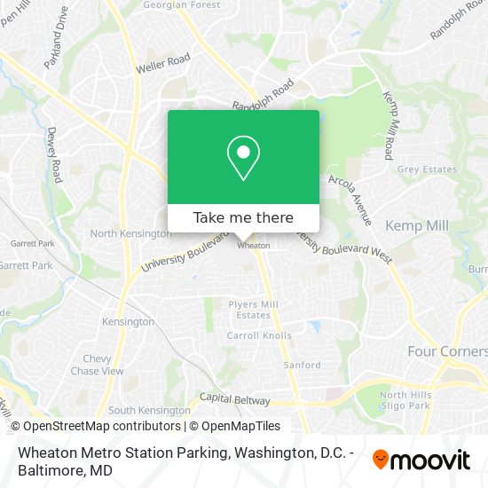 Mapa de Wheaton Metro Station Parking