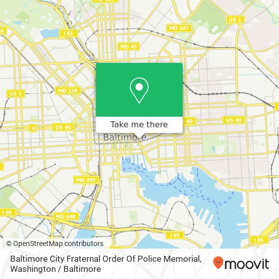 Baltimore City Fraternal Order Of Police Memorial map