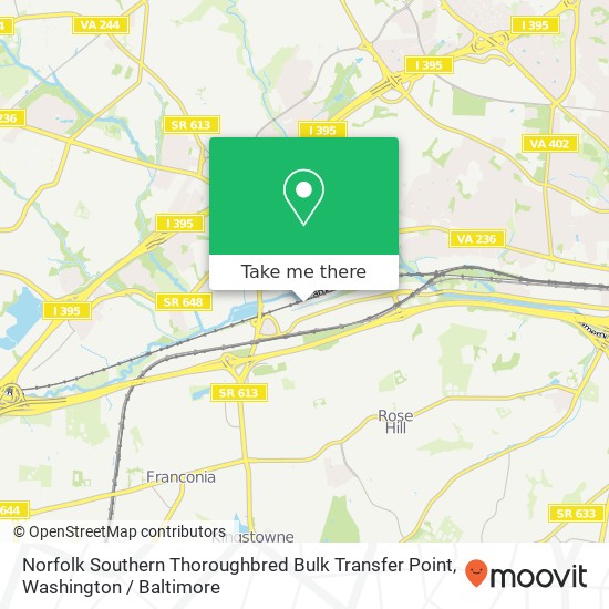 Mapa de Norfolk Southern Thoroughbred Bulk Transfer Point
