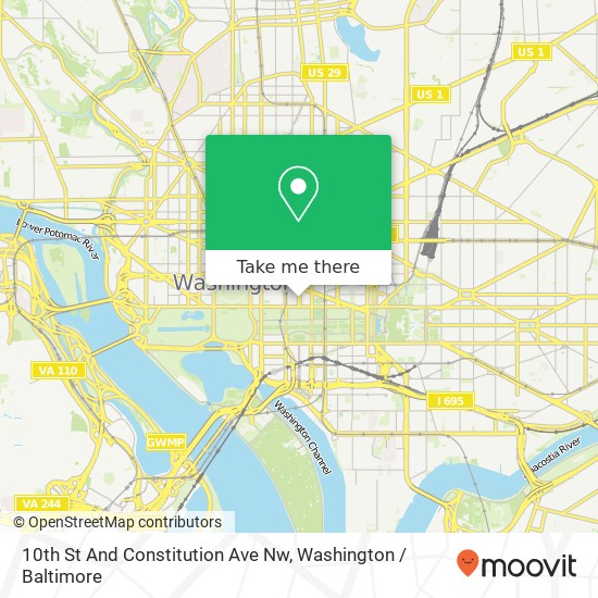 10th St And Constitution Ave Nw map